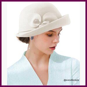Vintage Wool Felt Bucket Cloche Bowler Hat Church Wedding Fascinator
